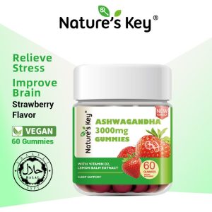 [Promote] Natura's Key Ashwagandha Gummies Ekstrak Akar Ashwagandha Berpotensi Tinggi dengan Vitamin D2 untuk Lelaki dan Wanita Perisa Strawberi 60 Kiraan Health Herba Supplements