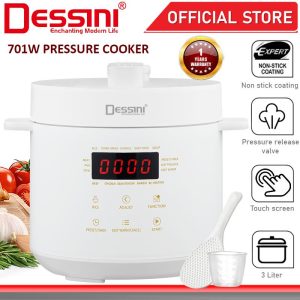 DESSINI ITALY Electric Digital 3L Pressure Cooker Non-stick Stainless Steel Inner Pot Rice Cooker Steamer Periuk Tekanan