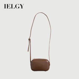 Beg Utusan Mini, IELGY, Gaya Korea, Reka Bentuk Retro, Untuk Wanita, Tekstur, Penutupan Zip Bags Selempang