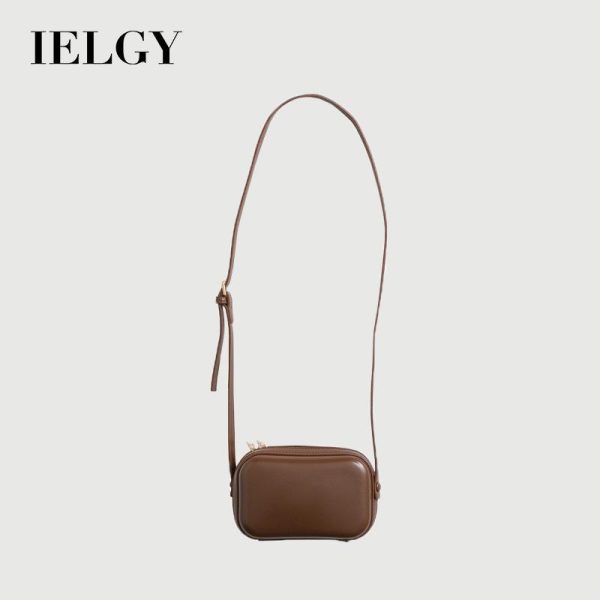 Beg Utusan Mini, IELGY, Gaya Korea, Reka Bentuk Retro, Untuk Wanita, Tekstur, Penutupan Zip Bags Selempang