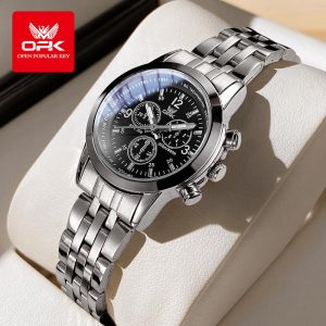 OPK Jam Tangan Wanita Perempuan Pergerakan Kuarza Bahan Pergerakan Kuarza Gaya Korea Elegan Baru Kalis Air Cewek Watches dengan Kotak Mewah L6015 Rotundity Bahan logam dalam stok Warna berbilang Pejabat parti pemberian hadiah Garanti 1 tahun