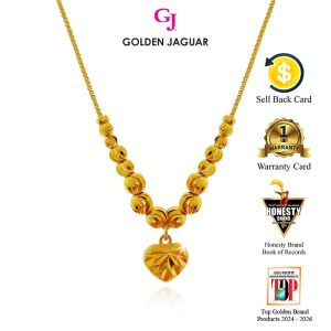 Emas Jaguar (8.87 g) Rantai Leher Necklace Choker Kotak Bulan Sabit Pure Love 24K Gold Plated Jewellery (4276450109-PL)