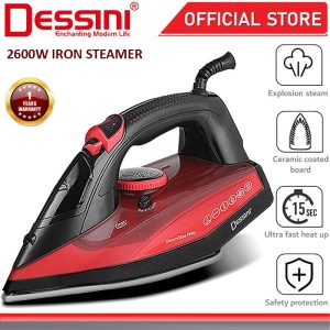 DESSINI ITALY 2600W Electric Ceramic Soleplate Garment Steam Iron Sprayer Steamer Clothes Brush / Seterika Baju