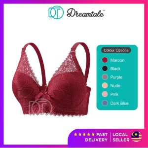 [Plus Size BC Cup] Dreamtale Women Bra Leafy Lace Bra Wired Bra Full Cup Push Up Bra Coli Wanita Baju Dalam Wanita WCO306
