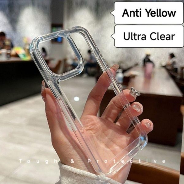 Armor Anti Yellow Space Casing For iPhone 16 15 14 13 12 11Pro max plus X XR XSMAX Clear Transparent Case