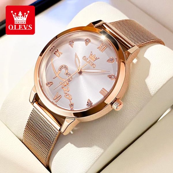 OLEVS 5530 Jam Tangan Baharu untuk Wanita Jaringan Asli Dengan Kalendar Kalis Air Keluli Tahan Karat Kotak Wanita Mawar Jam Tangan Emas Watches Rotundity Bahan logam dalam stok Banyak warna Pejabat parti pemberian hadiah Garanti 1 tahun