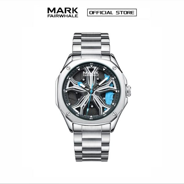 【100% Authentic】Jam Tangan Kuarza Lelaki, Mark Fairwhale, Fesyen Baru, Reka Bentuk Sejuk dan Diperibadikan, Tekstur Metalik, Tali Keluli, Lampu Malam, Kalis Air 30M, FW-5060-S Watches