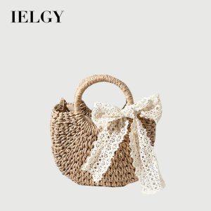 Beg Bahu Tenunan Tangan, IELGY, untuk Wanita, dengan Ikatan bentuk rama-rama Renda Bags Saddle