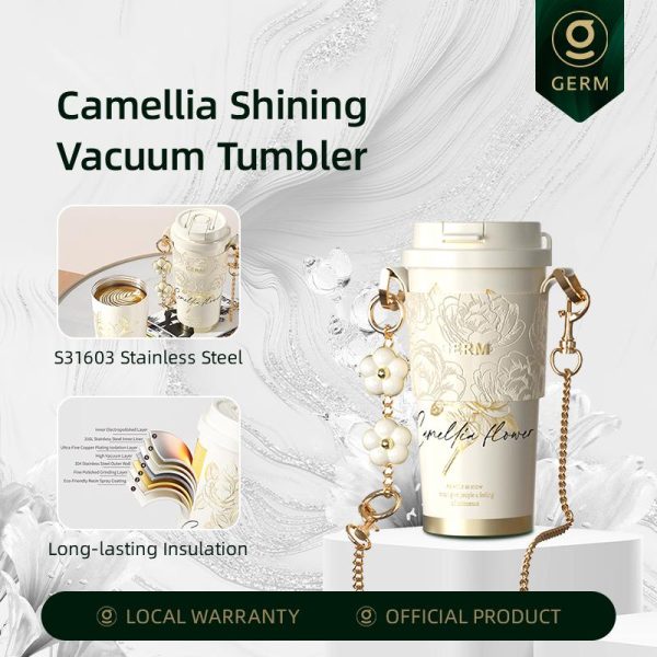 GERM Camellia Coffee Cup 500ml S31603 Stainless Steel Thermos Bottle Leakproof Water Bottle Tumbler