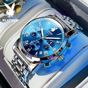 【Garanti 3 tahun】PLAYBOY G3026 Jam Tangan Lelaki Watch Men's Business Original Waterproof Quartz Movement Stainless Steel Multifunctional Sport Rotundity Bahan logam dalam stok Warna berbilang Pejabat parti pemberian hadiah