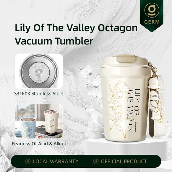 GERM Lily Coffee Cup 390ml S31603 Stainless Steel Thermos Bottle Leakproof Water Bottle Tumbler