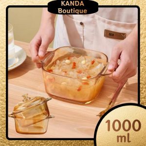 Microwave Oven Tempered Glass High Temperature Resistant Square Pot Square Glass Pot Cookware With Lid glass Lid Square Tempered Glass Instant Noodle Pot Casserole Salad Bowl Oven Safe Microwave Safe