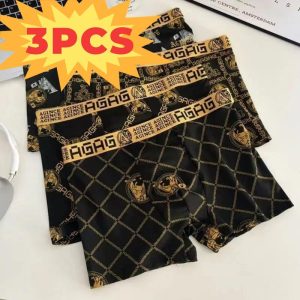 Seluar Boxer Lelaki, Bernafas, Saiz Besar, Hitam, Keanjalan Tinggi, Selesa, Tiada Jejak, Selangkangan Kapas, Beli 1 Ambil 2, Seluar Dalam