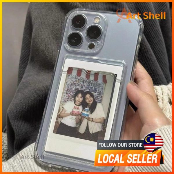 Compatible with iphone 16 15 14 13 12 11 Pro Max Casing Card holder transparent xr xs Max 7 8 Plus 11Pro 13Plus silicone iPhone Case Protection Mobile Wireless