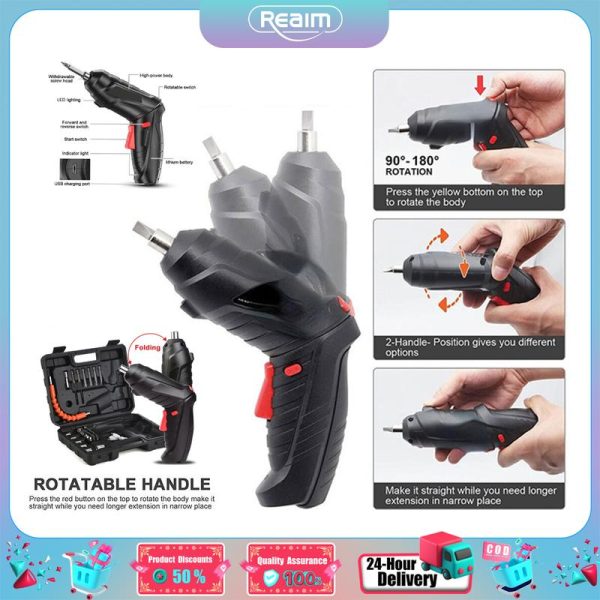 47 PCS Mini Cordless Electric Screwdriver Drill 4.8V Rechargeable Pemutar Skru Machine DIY Repair Metal Tool Magnet gerudi/pemutar konkrit gerudi elektrik bits bor listrik full cordless drill power tools set mini drill