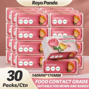 【30PCS】Royo Panda 3-Layer Soft Non-Fluorescent Paper Soft Deluxe Tissue Comfortable Tissues Facial Tissue Cute Tissue Air Cushion Tissue 30 Pek, 62 Tarik * 3 Lapis Tisu