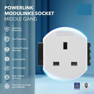 Powerlink Official Modulinks socket Accessories - British socket middle gang