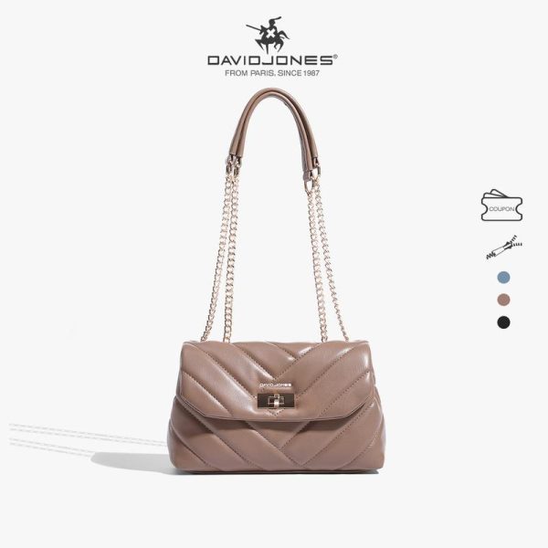 Beg Selempang Tegar, David Jones Paris, Untuk Wanita, Beg Bahu Pembeli, Beg Kulit PU, Lembut dan Lentur, Beg CM6816-C / L, untuk Wanita