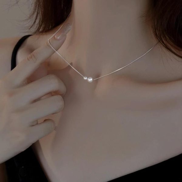 [925 Perak]Kalung Peluh Musim Panas Mencemarkan Mutiara SWARO Loket Barang Kemas dengan Kotak Hadiah, Kalung Cantik Hypoallergenic untuk Hadiah Wanita