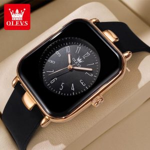 OLEVS L9961 Jam Tangan Perempuan Wanita Original New Quartz Watch Women Black White Silicone Strap Fashion Leisure Watches Bentuk persegi Jam lelaki modus Banyak warna Ada stok tersedia Pejabat parti pemberian hadiah