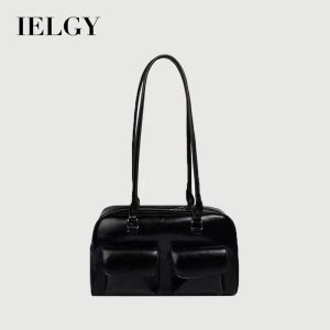 Beg Baguette Vintaj, Kulit Berlilin, Poket Berganda, Beg Tangan Ketiak Satu Bahu, Untuk Wanita, IELG Coklat Merah