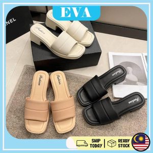 READY STOCK EVA Thick Women Shoes Medium Heel Sandal Kasut Wanita Casual Wedges Heels Flips Perempuan Kasual