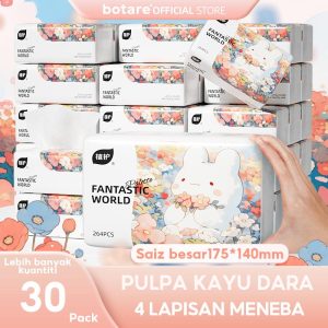 [30 pcs ] Botare, Kertas Tisu Kusyen Udara Deluxe, Lembut dan Mesra Kulit, Tisu Muka, 4 lapis, 264 helai