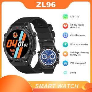 ZL96 Business & Leisure Smartwatch | 1.39-inch Tempered Glass HD Screen | Zinc Alloy Metal Bezel, Wireless Voice Calling | 100+ Sport Modes | Heart Rate Health Detection | Built-in Games | AI Voice Control | IP67 Waterproof Smartwatch Bateri Alarm