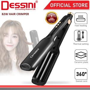 DESSINI ITALY Titanium 2 Barrel 23mm Ceramic Hair Crimper Waver Curler Roller Iron Twist Styling Pengeriting Rambut