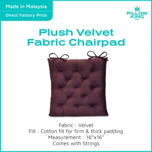 PILLOWKING - 0.8KG Square Cushion Velvet Fabric Chair Pad Soft High Quality Floorpad Alas Duduk Kerusi Gebu 16"x16"
