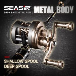 SEASIR JH - Kekili dram Baitcasting, badan logam, Kekili mikro / dalam, kekuatan tinggi, Seret maksimum 7kg, galas 9 + 1BB, nisbah gear 7.0: 1, kekili memancing air masin
