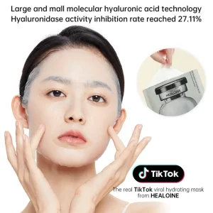 Topeng Ample Melembapkan HEALOINE, Produk Rasmi Healoine, dengan Asid Hyaluronik, Kesan Pelembap, Sesuai untuk Salun Kecantikan, Penjagaan Kulit Korea