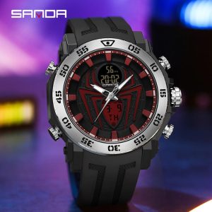 Jam Tangan Lelaki, AW24 SANDA 6111, Kalis Air, Jam Tangan Labah-labah Sukan, Pelbagai fungsi, Jam Tangan Analog-Digital Mewah, Penghantaran Pantas Tempatan Di Malaysia