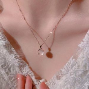 Kalung chalcedony putih untuk wanita/loket kristal merah jambu/niche mewah ringan/Fesyen/hadiah rantai klavikula mewah carnelian bracelet
