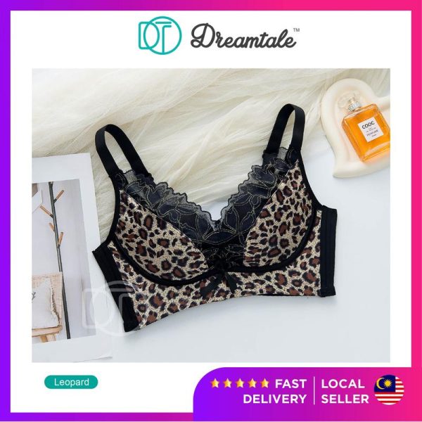 Dreamtale Women Bra Leopard Design Corset Bra 5 Hook Push Up Wireless Bra Coli Wanita Baju Dalam Wanita WCO330