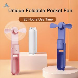 Mini Foldable Fan Cute Portable Emergency Powerbank 2000mah Pocket Fan Handheld Desktop 3 Gears USB Rechargeable Battery Electronic Mobile Pink