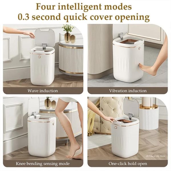 Smart Trash Can 20L Large Capacity For Kitchen Bathroom Garbage Bin Automatic Induction Waterproof Bin With Lid Home Trash Can Dustbin Supplies