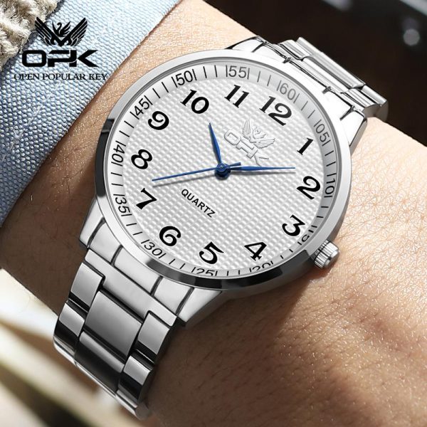 OPK Jam Tangan Lelaki Original Waterproof Quartz Movement Stainless Steel Business Leisure Men Watch 6008 Watches Rotundity Bahan logam dalam stok Banyak warna Pejabat parti pemberian hadiah Garanti 1 tahun