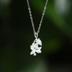 [925 Perak]Kalung Peluh Musim Panas & Loket Lotus Tahan Kotoran Kalung Cantik Hypoallergenic untuk Wanita Barang kemas yang bergaya dan serba boleh