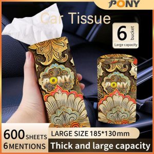 【PONY [6 TIN]】2ply 50's In Car Cup Holder Cylinder Box Tissue Tissue Kereta Gift Accessories Automotive InteriorTRADISIONAL BATIK CAR TISSUE FACIAL TISSUE 1*6 SEKOTAK TISU