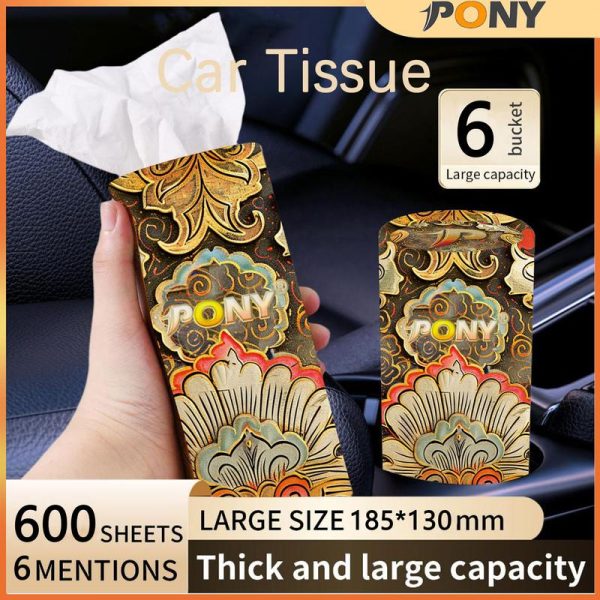 【PONY [6 TIN]】2ply 50's In Car Cup Holder Cylinder Box Tissue Tissue Kereta Gift Accessories Automotive InteriorTRADISIONAL BATIK CAR TISSUE FACIAL TISSUE 1*6 SEKOTAK TISU