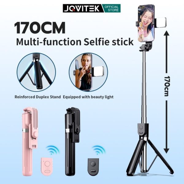 Jqvitek Selfie Stick Tongsis 1.7M Tripod Stand Bluetooth Remote & 360° Rotation Adjustable Phone Holder