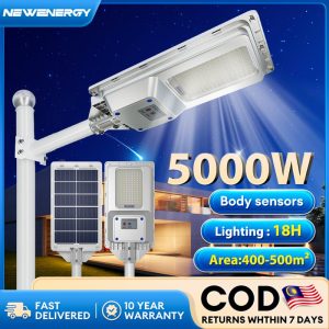 【COD】 Auto Solar light 5000W Solar Street Light Lampu Jalan LED Solar Spotlight 3 Modes Remote Control Home Lighting Outdoor