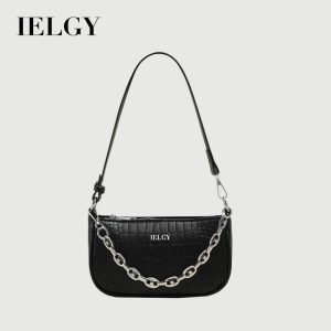 Beg Tangan Atas Wanita, IELGY, Elegan, Hiasan Rantai, Corak Buaya, Hitam / Putih Bags Selempang