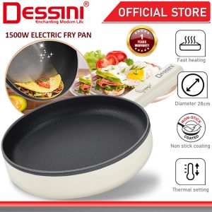 DESSINI ITALY 28CM Electric Frying Pan Non Stick Cooker Steamboat Hot Pot Wok Casserole Bowl Periuk Masak Elektrik