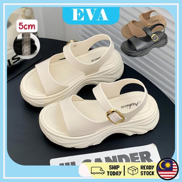 READY STOCK EVA 5cm Women Sandal Wanita Kasut Perempuan Heel Shoes Getah Selipar Slipper Kasual