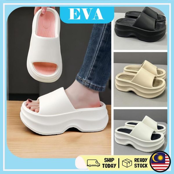 READY STOCK 6cm EVA Sandals High Shoes Slipper Anti Slip Women Sandals Selipar Kasut Perempuan Tinggi Wanita Kasual