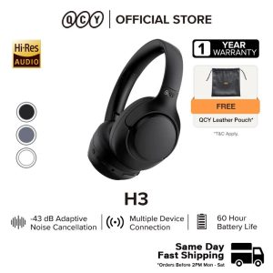 QCY H3 ANC Foldable Hi-Res Audio Headphones With Bluetooth 5.4 Transparency Mode & Multi Connect Mode AUX Bluetooth Wireless Earphones With Mic