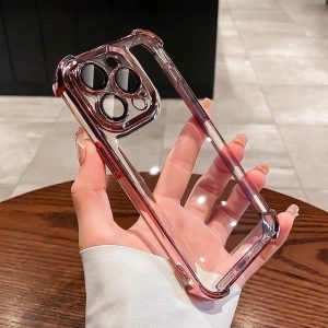 Luxury Electroplating Casing iPhone 16 15 14 13 12 11 Pro Film with lens Mac Shockproof Cover Hard PC Acrylic Silicone Protector