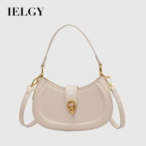 Beg Selempang Wanita, IELGY, Reka Bentuk Mudah, Bertekstur, Fesyen, Beg Pelana Merah Bags